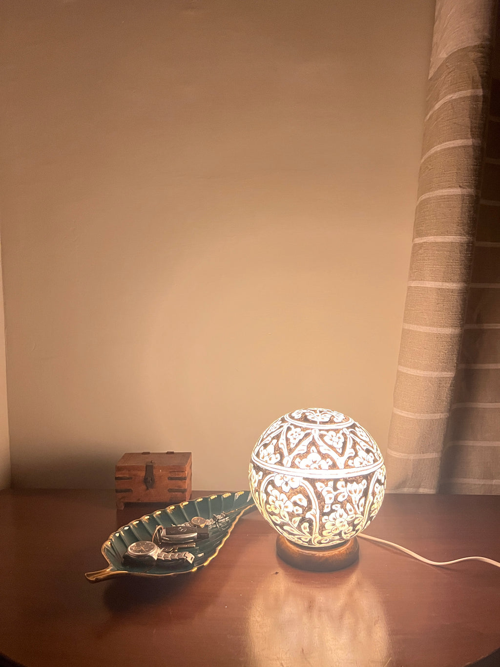 Hand-Painted Camel Skin Lamp Collection - White Geometric Moroccan Design (2-Piece Set)
