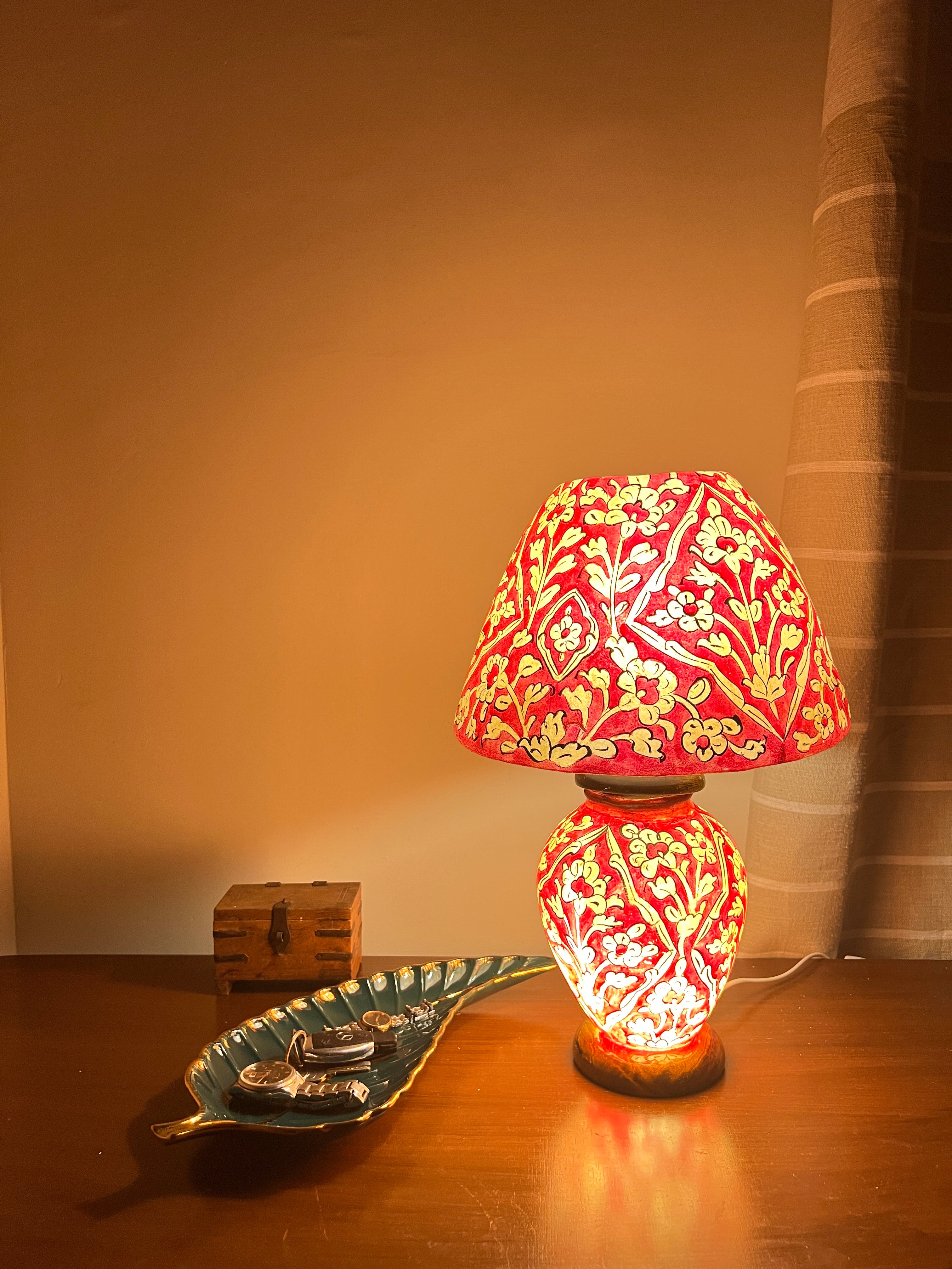 Desert Bloom - Handcrafted Camel Skin Table Lamp - 24-inch